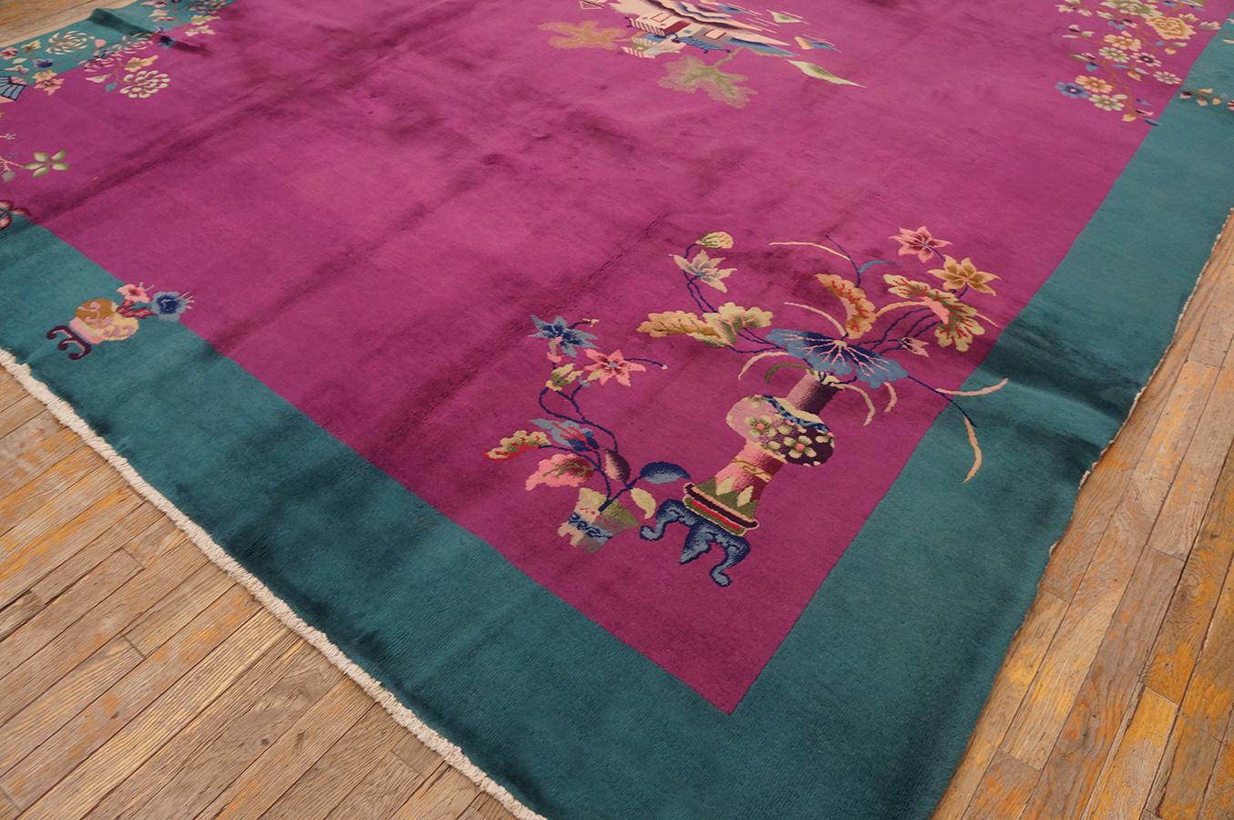 Wool 1920s Chinese Art Deco Carpet ( 8'10