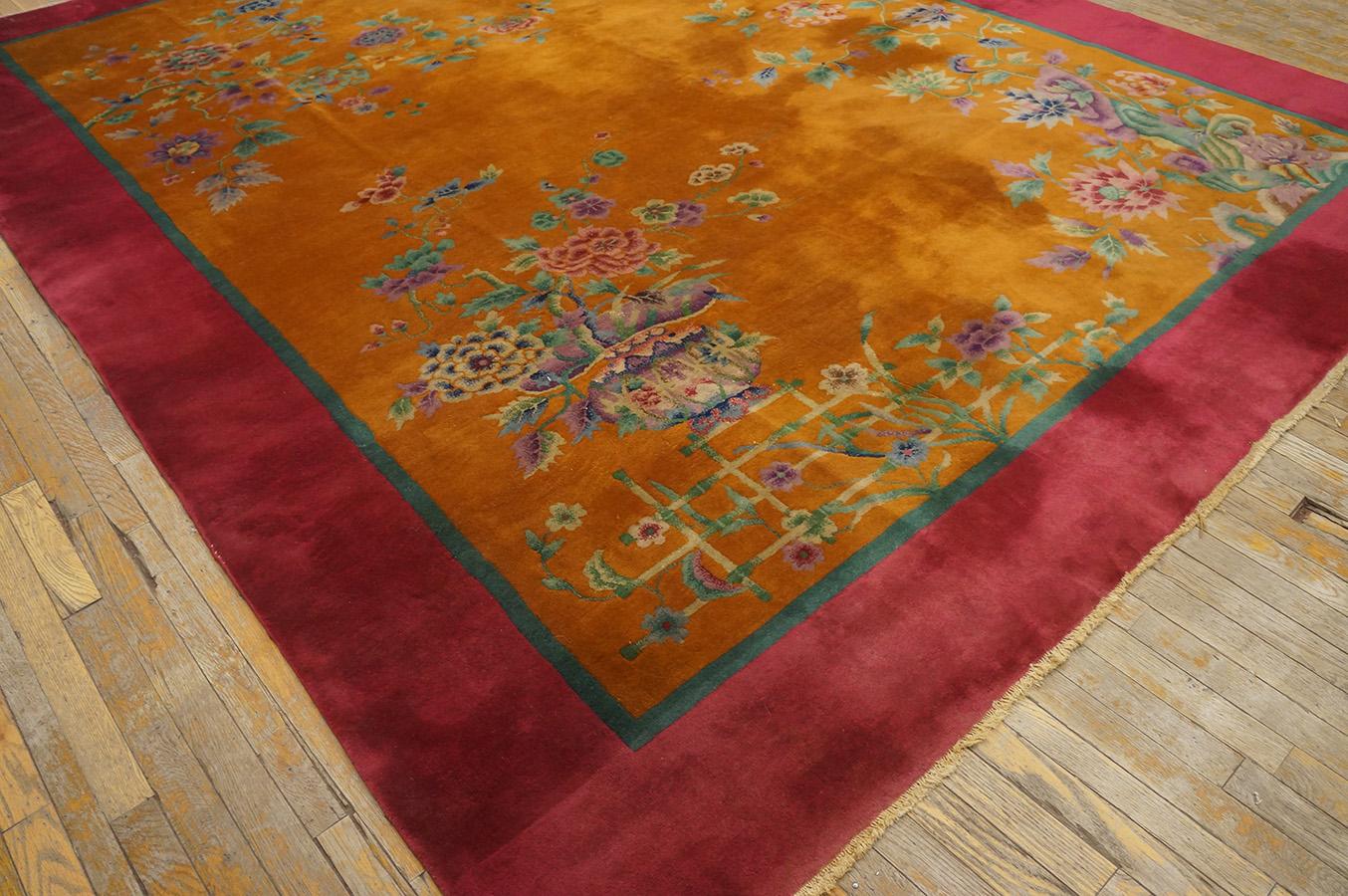 1920s Chinese Art Deco Carpet ( 8'8'' x 11'4'' - 265 x 345 ) For Sale 4