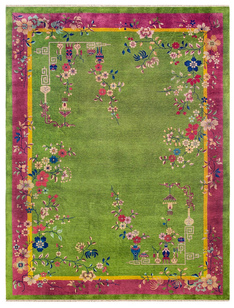Alfombra Art Decó china de los años 20 ( 8'8" x 11'6" - 265 x 350 ) en venta