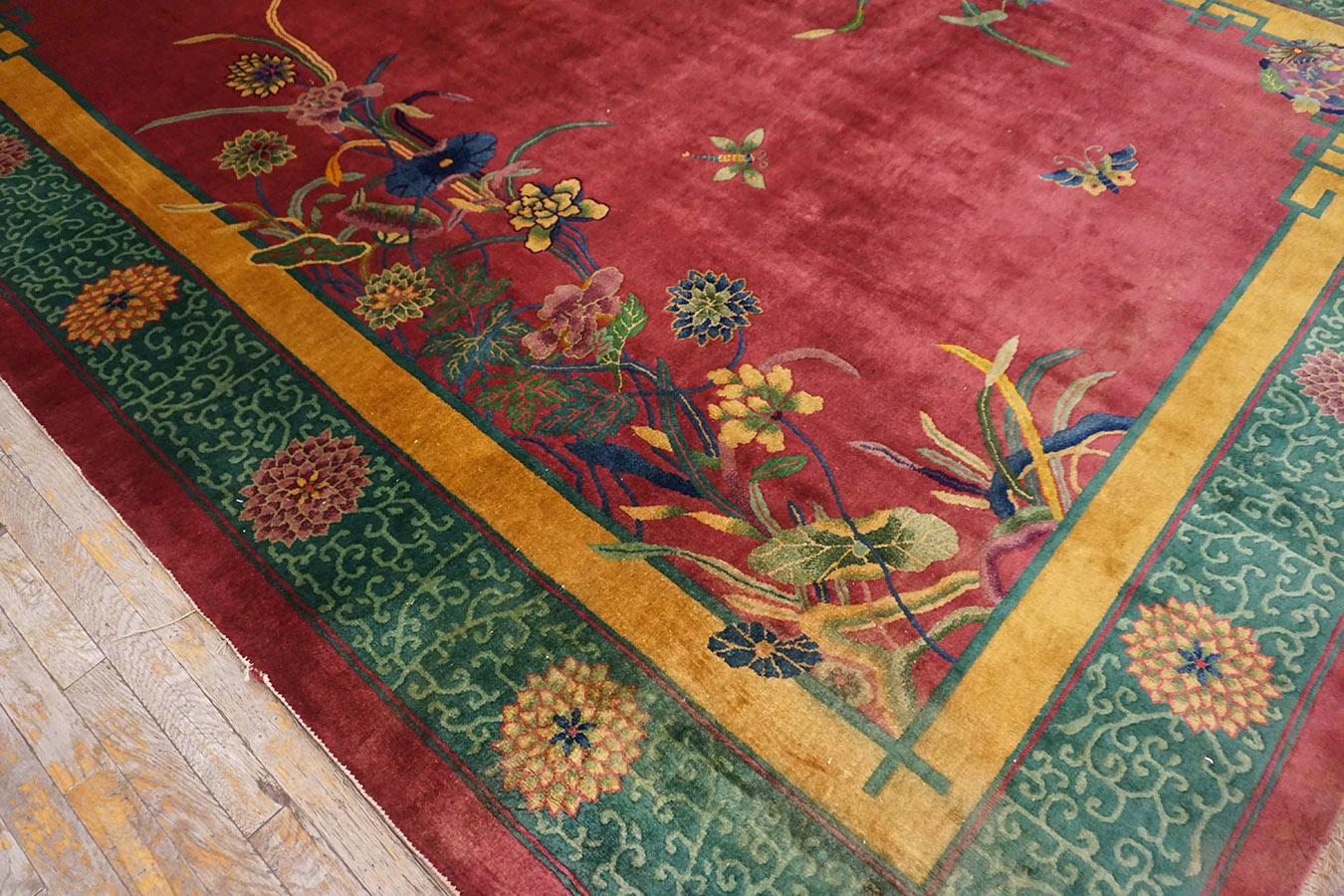 Hand-Knotted 1920s Chinese Art Deco Carpet ( 8'9