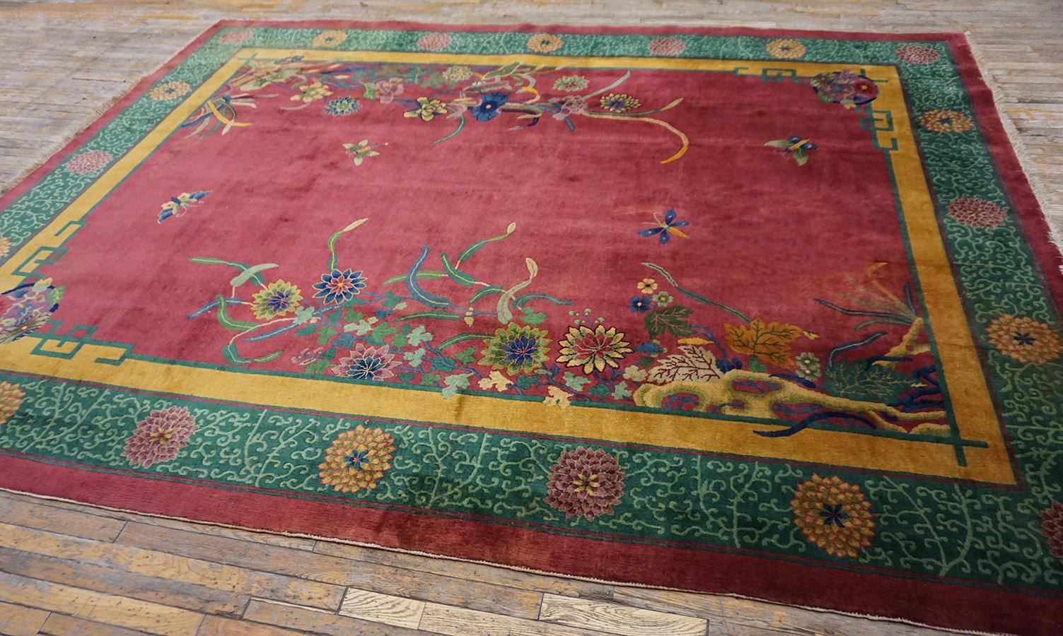 Early 20th Century 1920s Chinese Art Deco Carpet ( 8'9