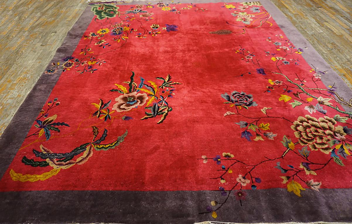 Hand-Knotted 1920s Chinese Art Deco Carpet ( 8'x 9' 10