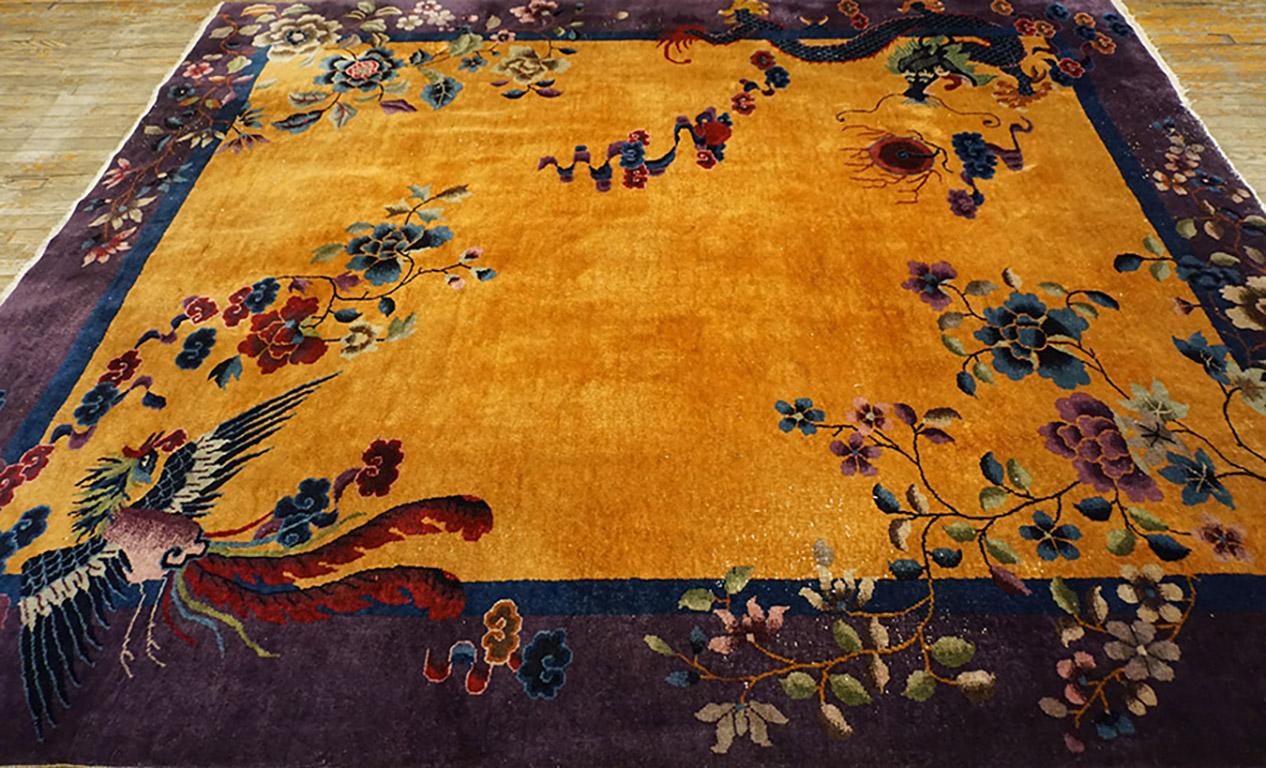 Noué à la main Tapis chinois Art Déco des années 1920 8'x 9' 7