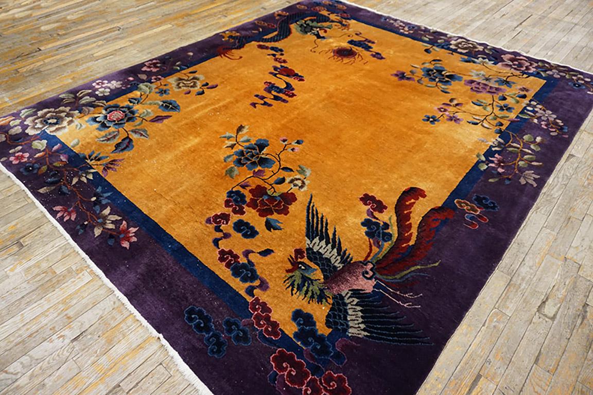 Début du 20ème siècle Tapis chinois Art Déco des années 1920 8'x 9' 7