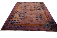 1920s Purple Mauve Antique Solid / Open Field Chinese Art Deco Carpet Rug