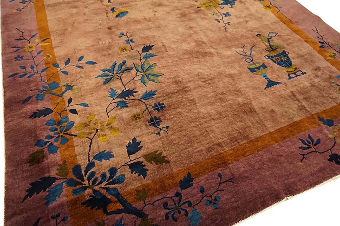 Noué à la main Tapis Art Déco chinois des années 1920 	8'x9' 6