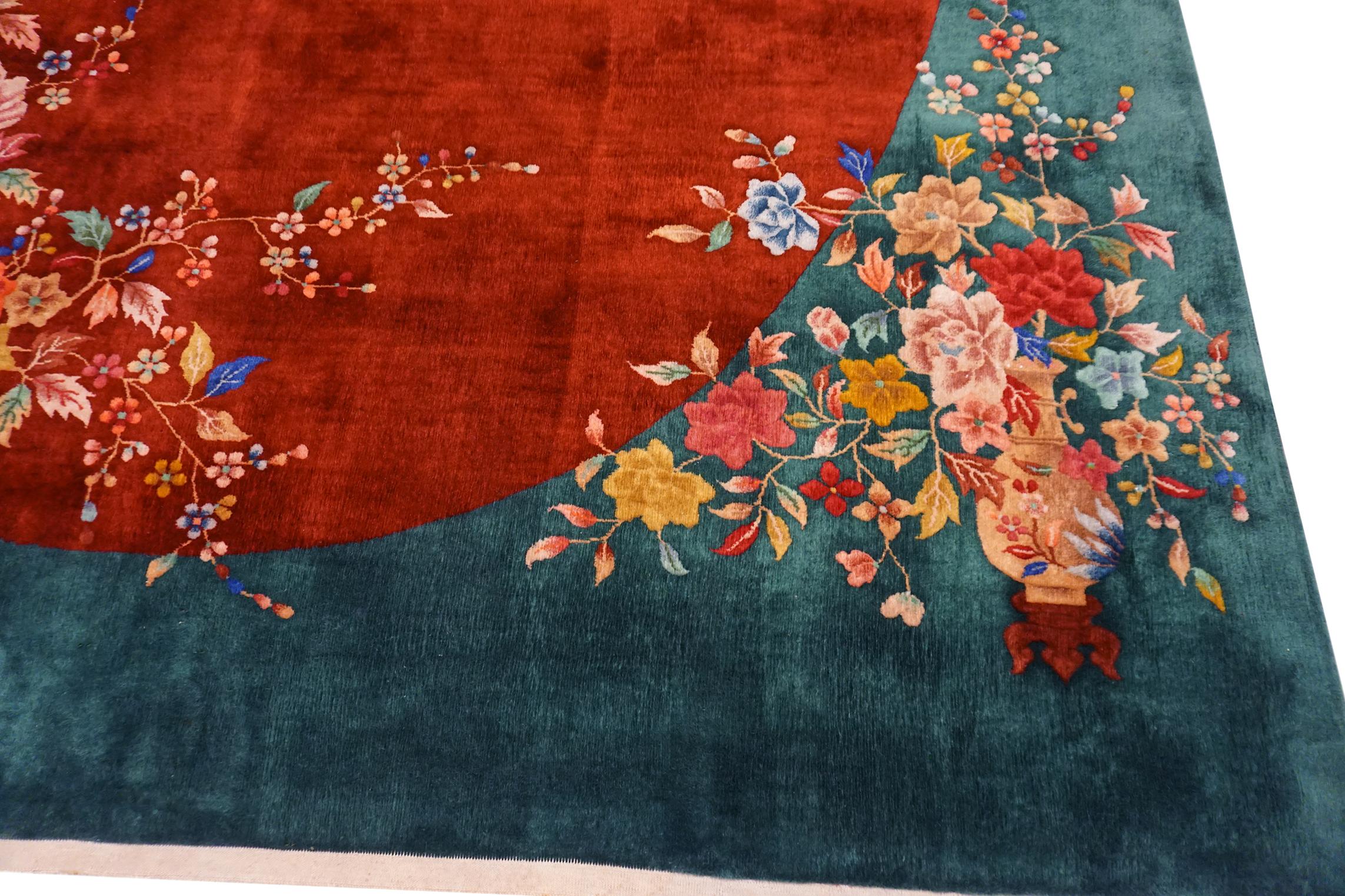 Hand-Knotted 1920s Chinese Art Deco Carpet 	9' 10