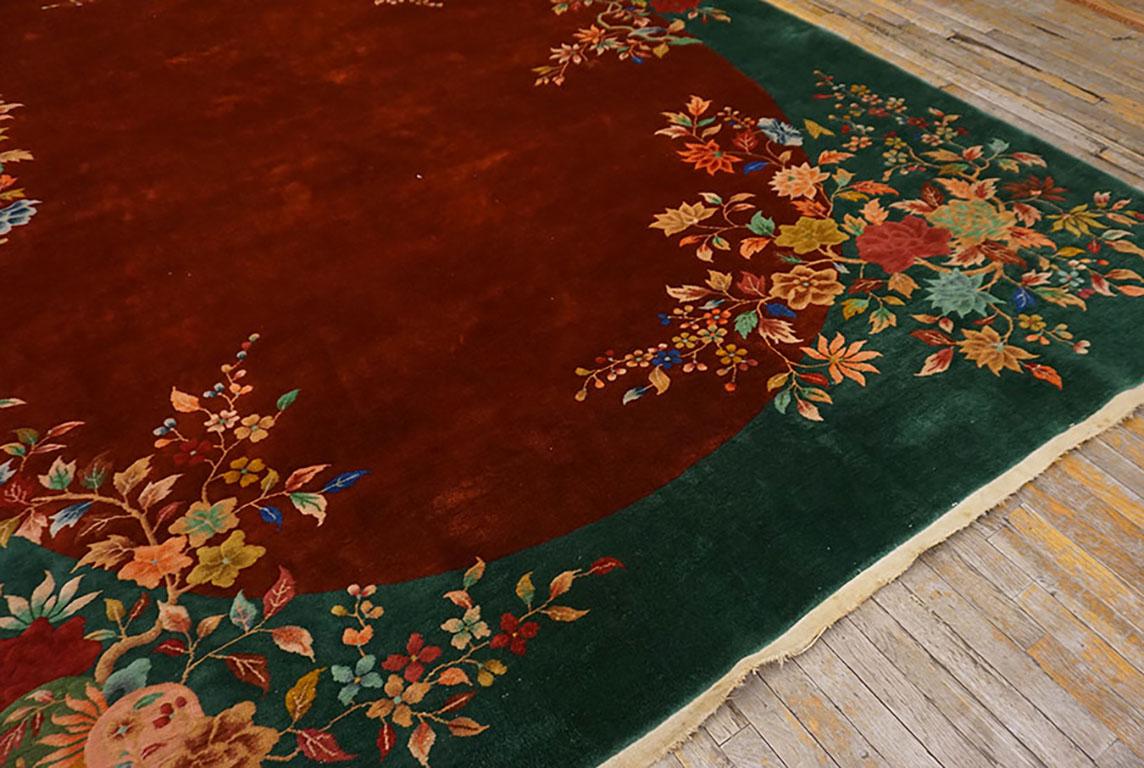 Wool 1920s Chinese Art Deco Carpet 	9' 10