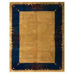 Charming Sand Ground & Asymmetric-Allover Patterns Antique Chinese Art Deco Rug