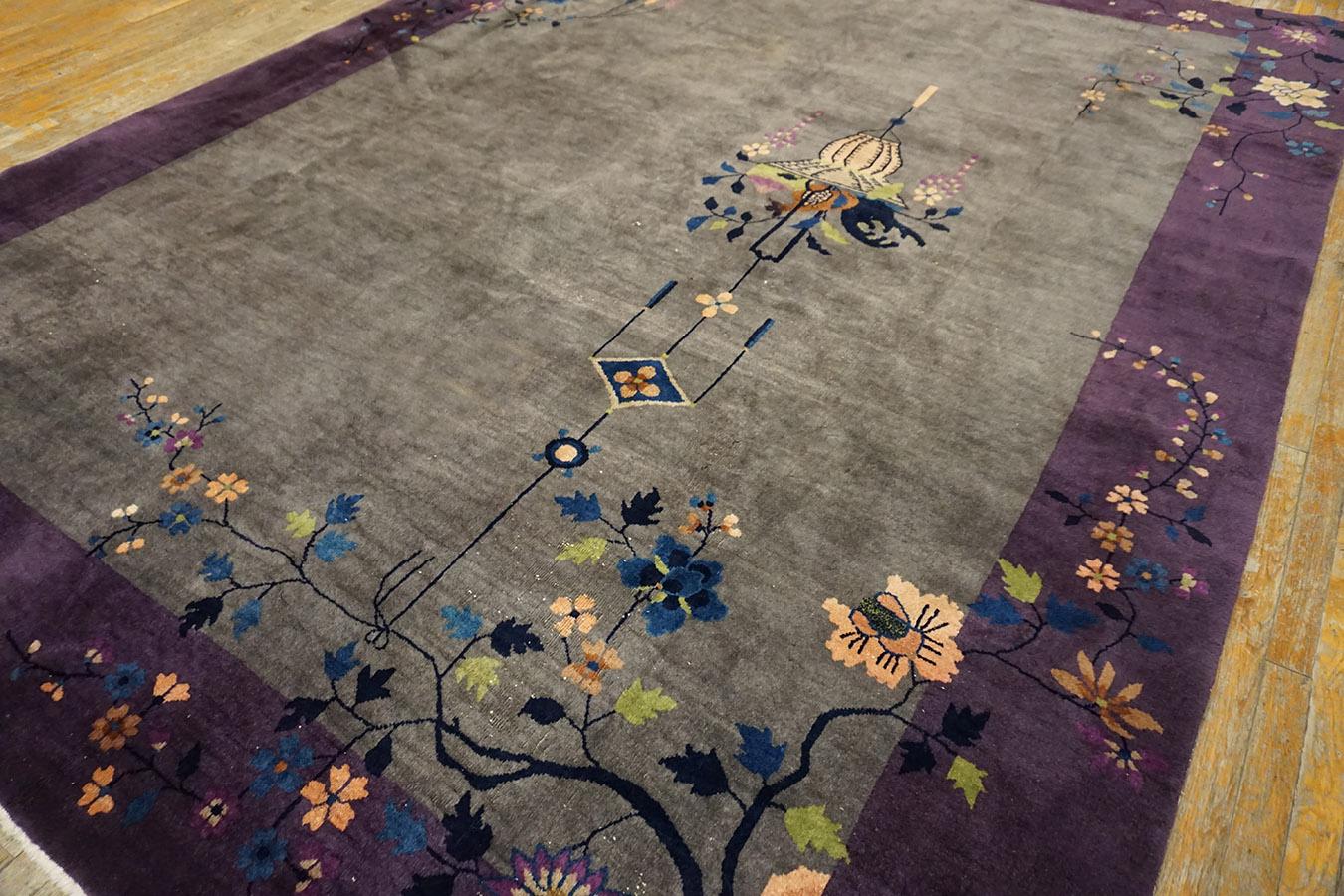 Hand-Knotted 1920s Chinese Art Deco Carpet ( 9' x 11'8