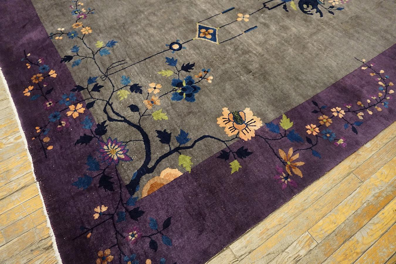 Wool 1920s Chinese Art Deco Carpet ( 9' x 11'8