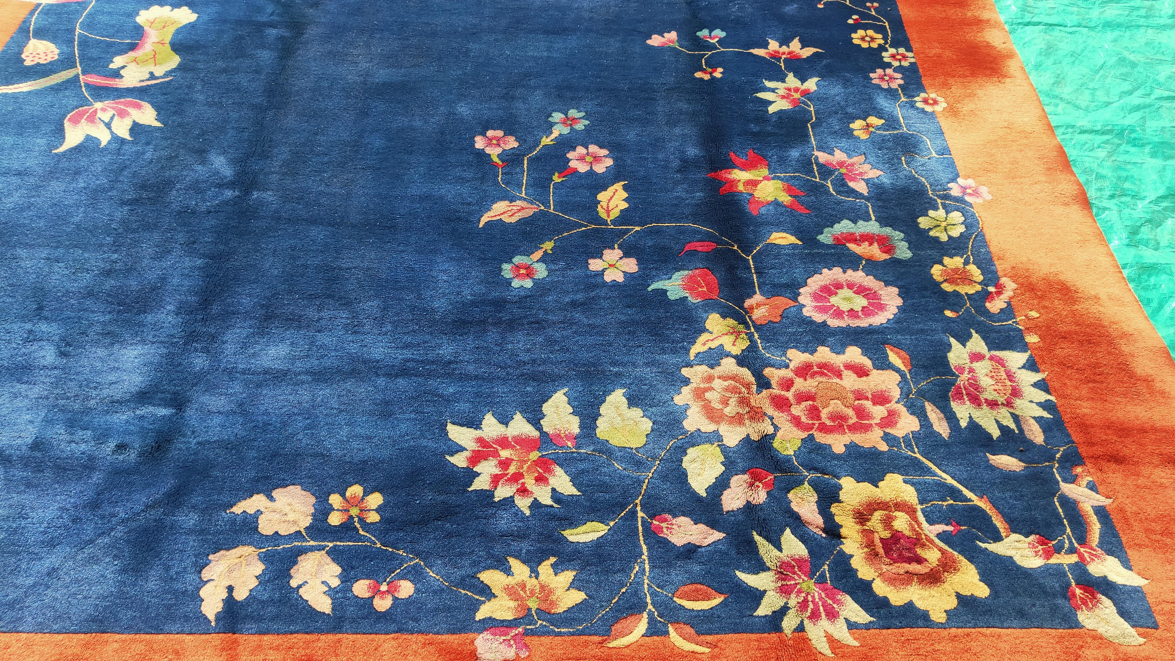 Wool 1920s Chinese Art Deco Carpet ( 9' x 11'2