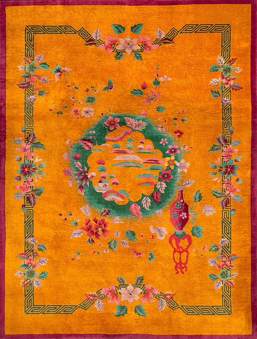 1920er Jahre Chinesischer Art Deco Teppich ( 9' x 11'8" - 274 - 356 )