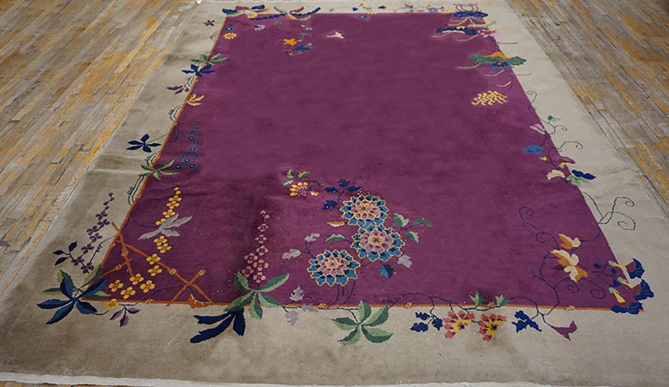 Laine Tapis chinois Art Déco des années 1920 ( 9' x 11'8