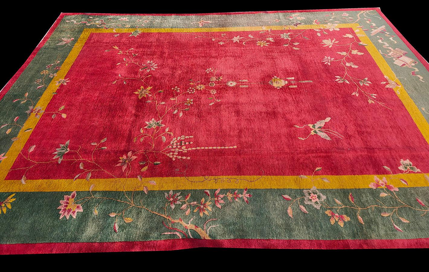 Hand-Knotted 1920s Chinese Art Deco Carpet ( 9' x 11'8