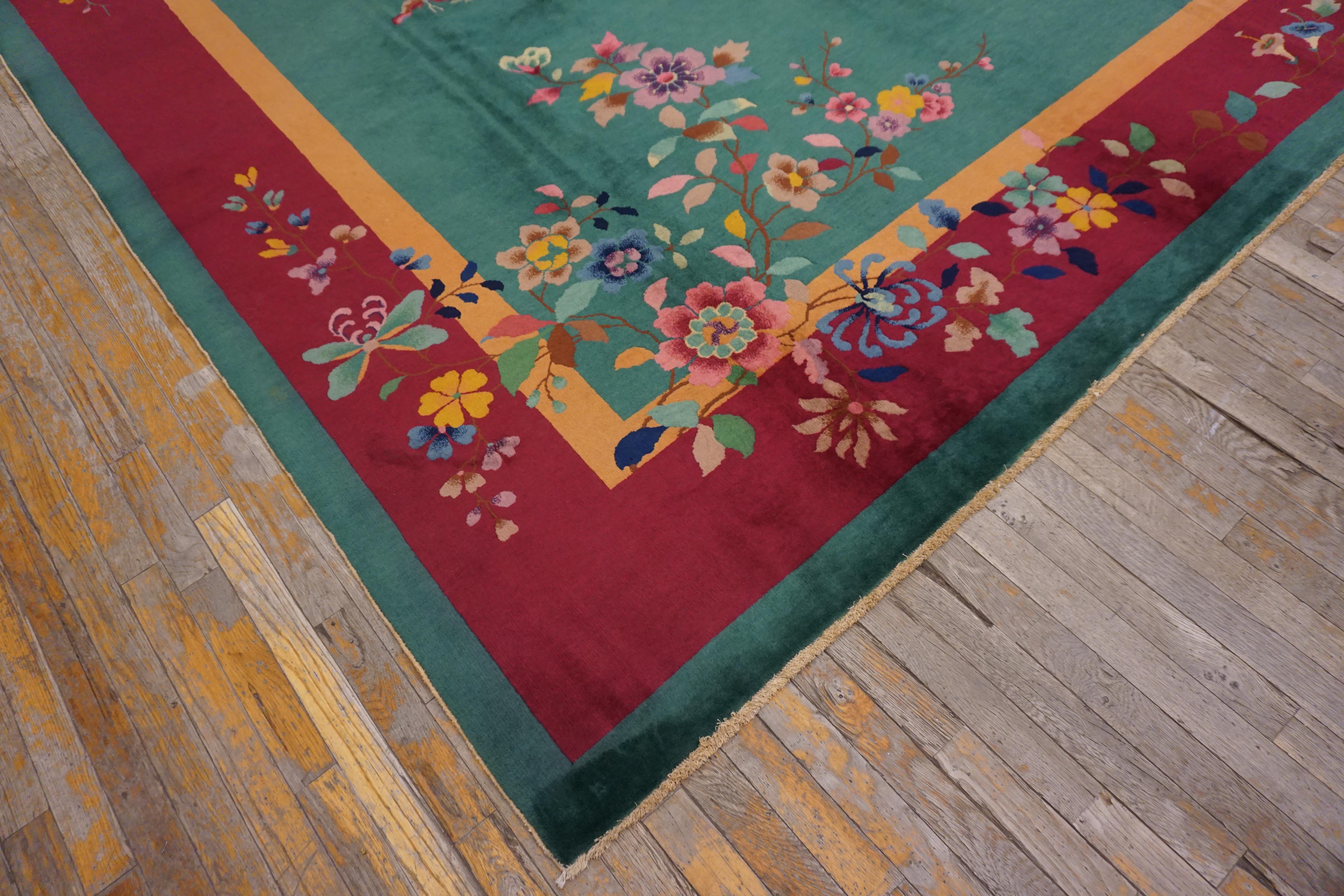 Laine Tapis chinois Art Déco des années 1920 ( 9' x 11'8