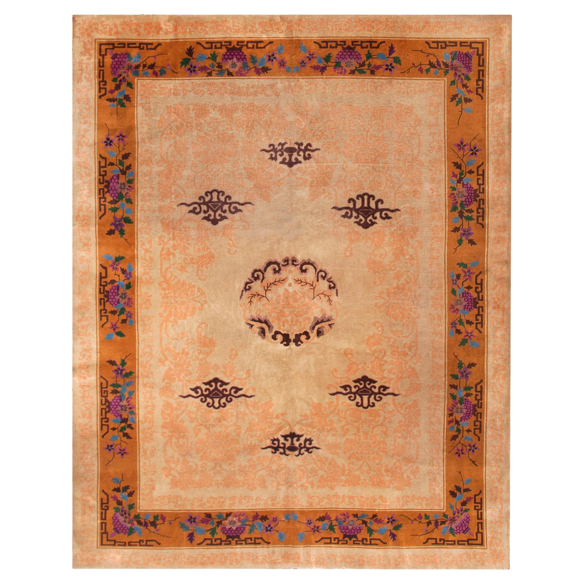 Tapis chinois Art Déco des années 1920 ( 9' x 11'8" - 275 x 355 )