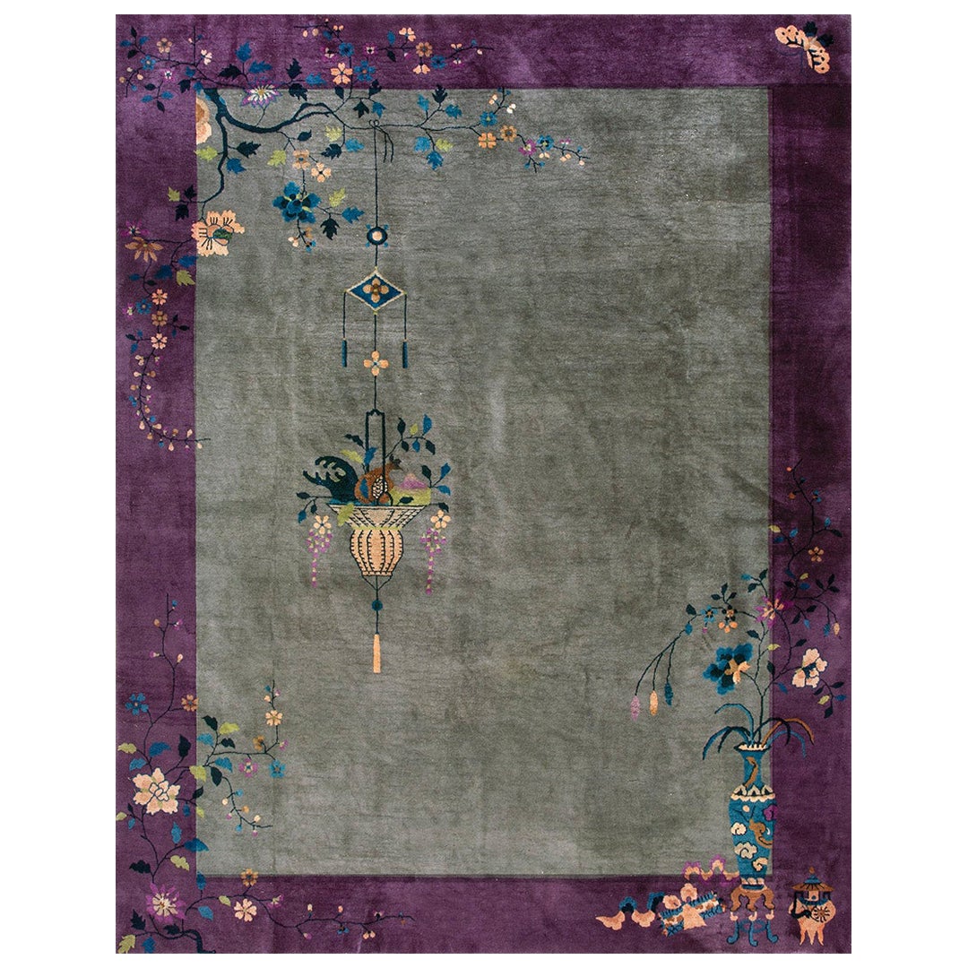 Tapis chinois Art Déco des années 1920 ( 9
x 11
8" - 275 x 355 )