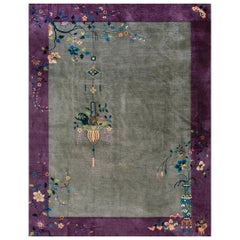Tapis chinois Art Déco des années 1920 ( 9
 x 11
8" - 275 x 355 )