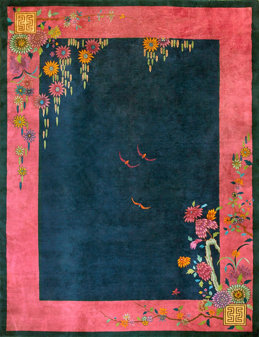 Alfombra Art Decó china de los años 20 ( 9' x 11'8" - 275 x 355 )