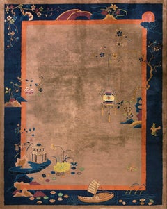 Alfombra Art Decó china de los años 20 ( 9' x 12' - 275 x 365 cm )