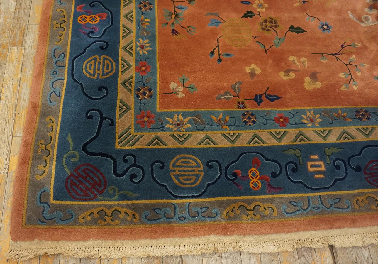 1920s Chinese Art Deco Carpet 9' x 12' In Good Condition For Sale In New York, NY
