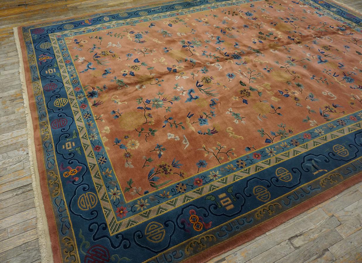 Wool 1920s Chinese Art Deco Carpet 9' x 12' For Sale