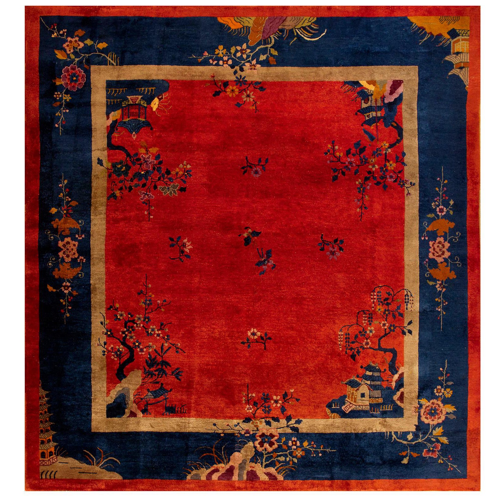 Tapis Art Déco chinois des années 1920 ( 9' x 9' 9'' - 275 x 297 cm)