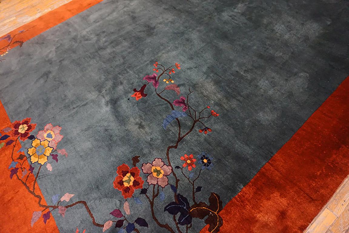 Wool 1920s Chinese Art Deco Carpet 9' x11'  For Sale