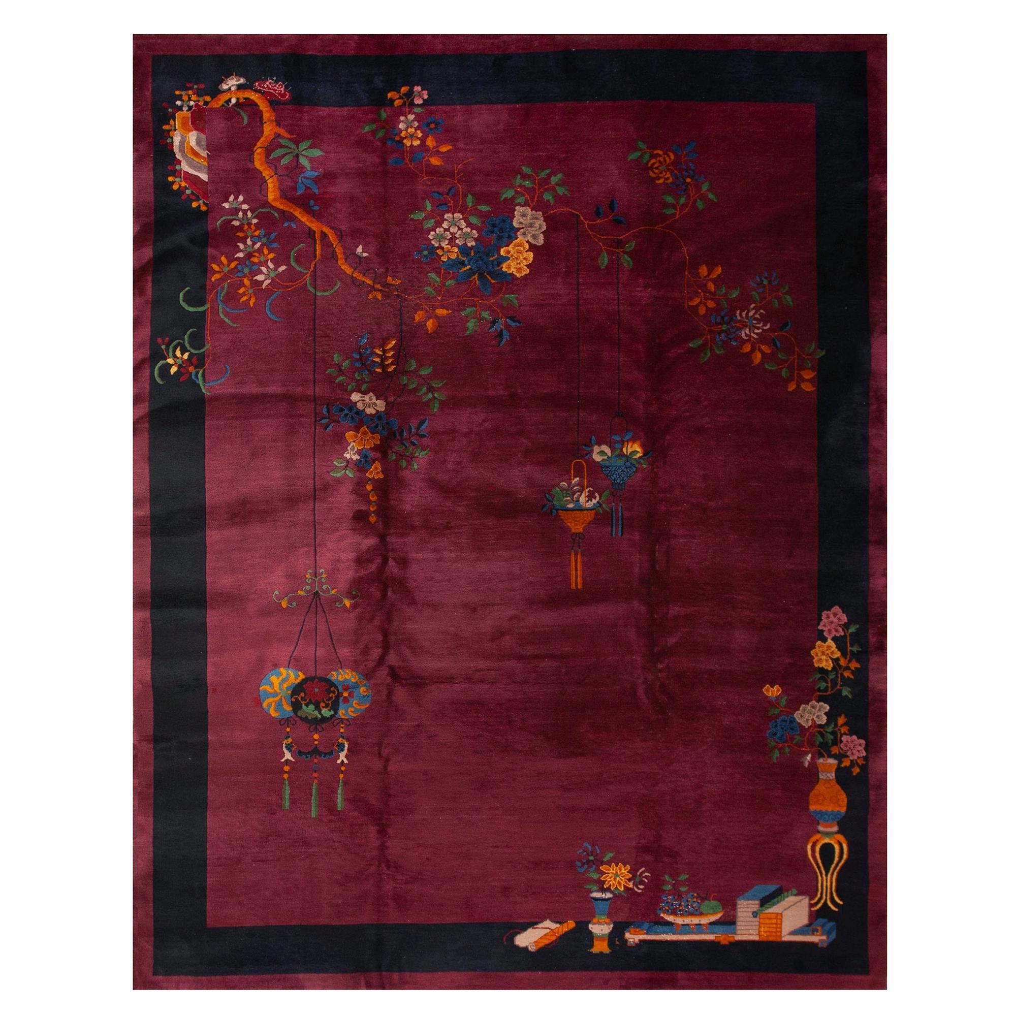 Tapis chinois Art Déco des années 1920 ( 9'2" x 11'10" - 280 x 360 )