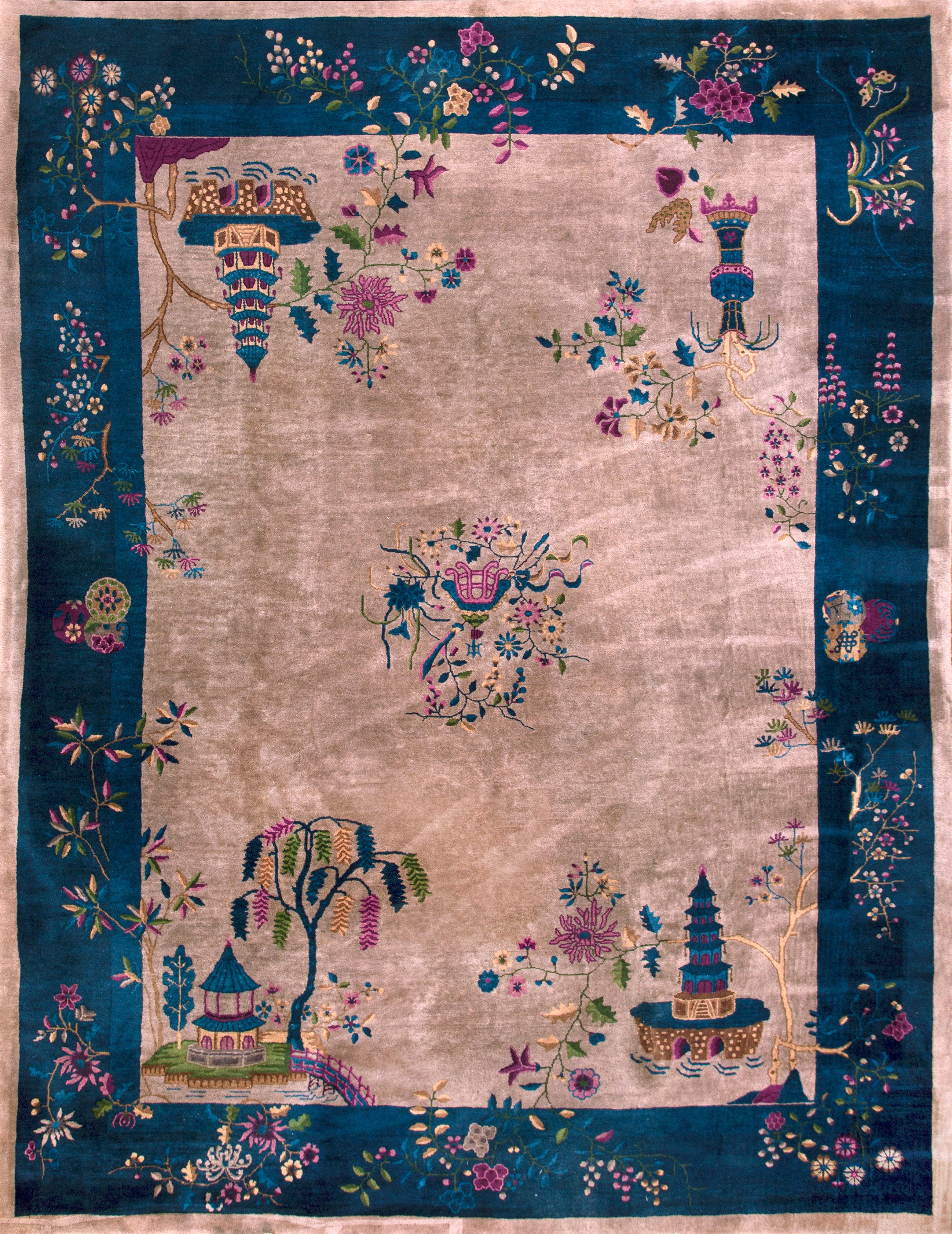 1920er Jahre Chinesischer Art Deco Teppich ( 9'3" x 11'8" - 282 x 356 ) im Angebot