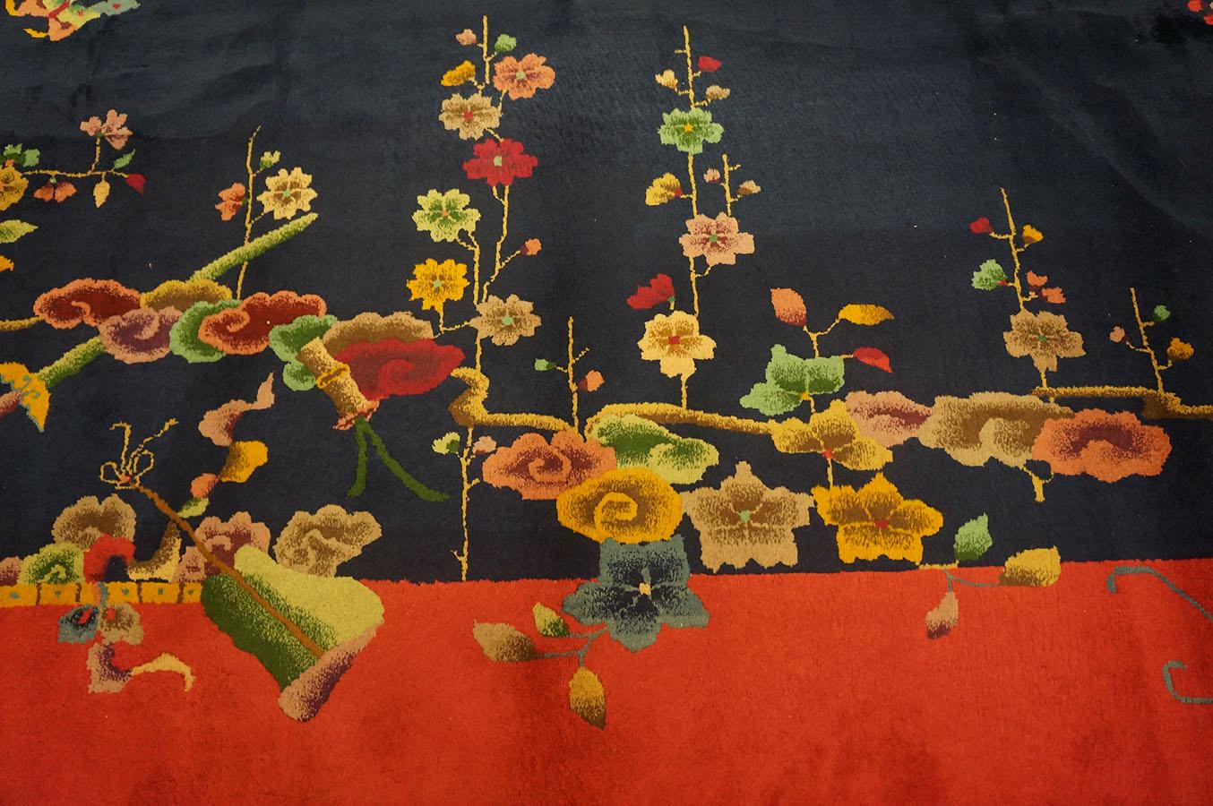 Wool 1920s Chinese Art Deco Carpet ( 9'3