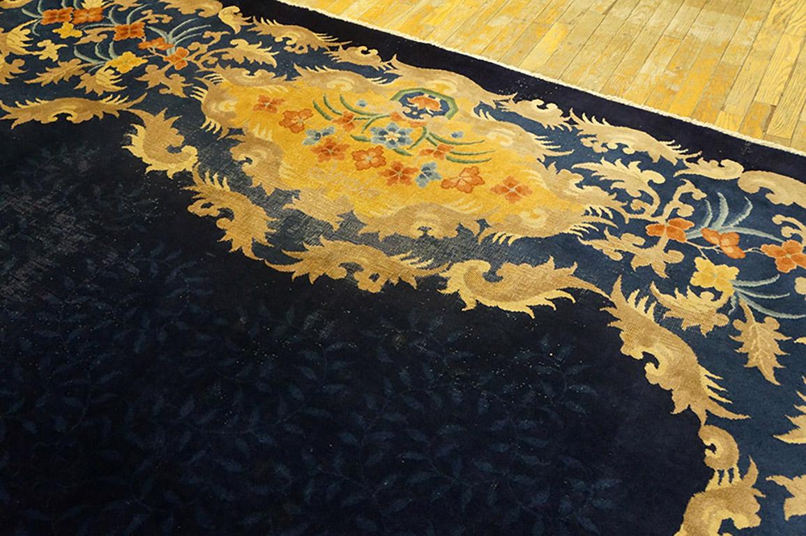 Hand-Knotted 1920s Chinese Art Deco Carpet ( 9'6