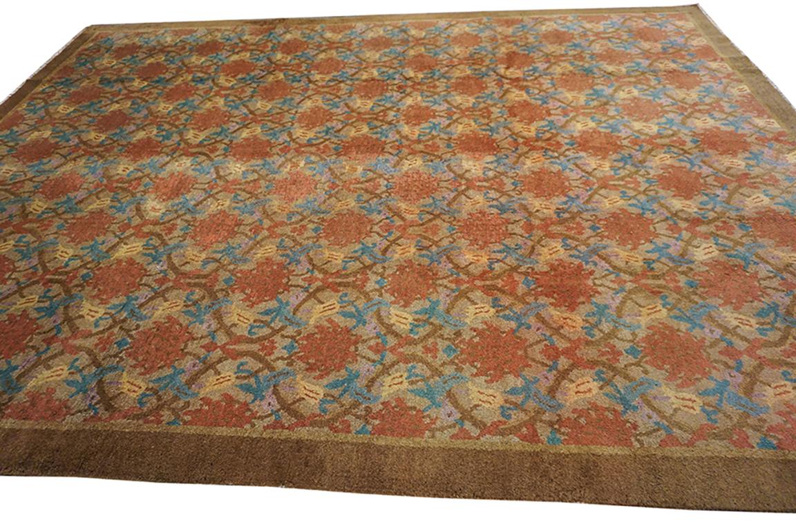 Noué à la main Tapis Art déco chinois des années 1920 9'x 11' 9
