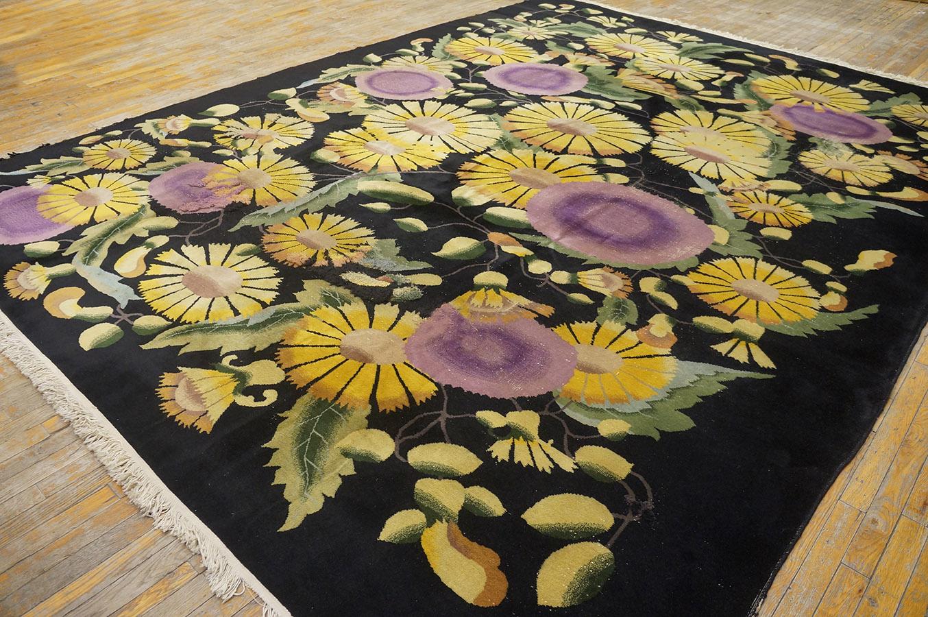 Hand-Knotted 1920s Chinese Art Deco Carpet Based on Design by Paul Poiret - Atelier Martine For Sale