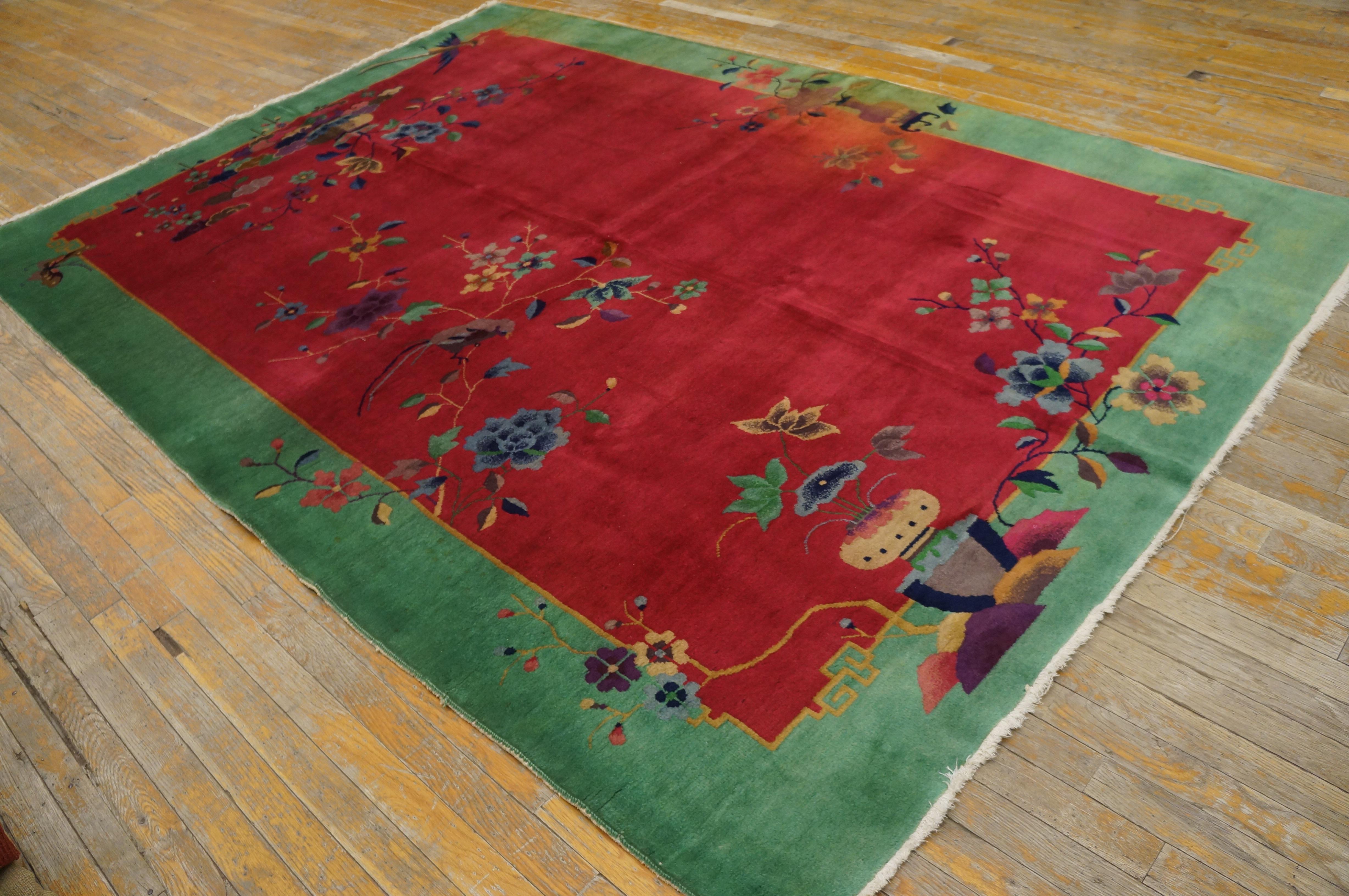 Hand-Knotted 1920s Chinese Art Deco Carpet by Nichols Workshop ( 6' x 8'9