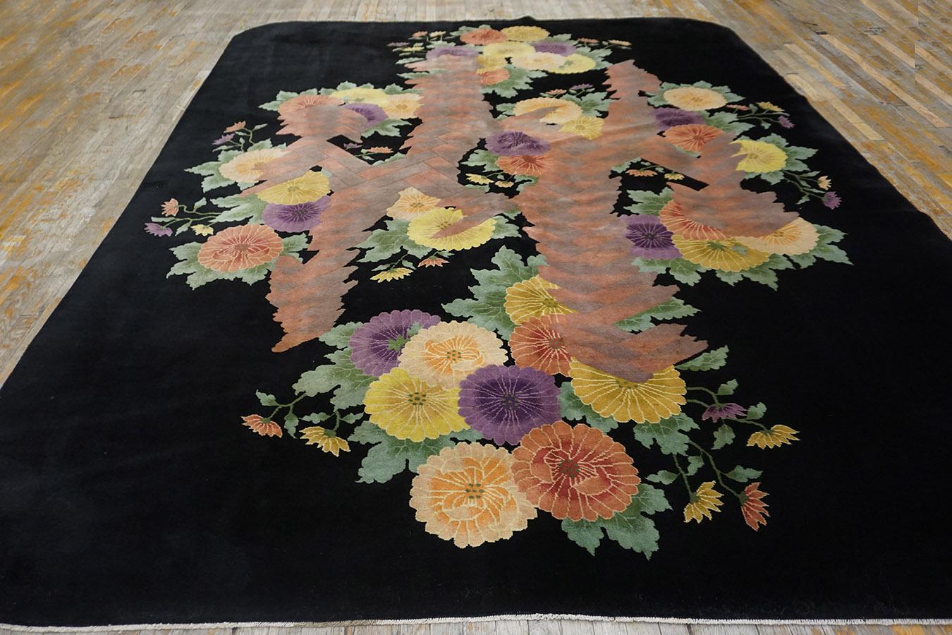 Hand-Knotted 1920s Chinese Art Deco Carpet by Nichols Workshop ( 8'8