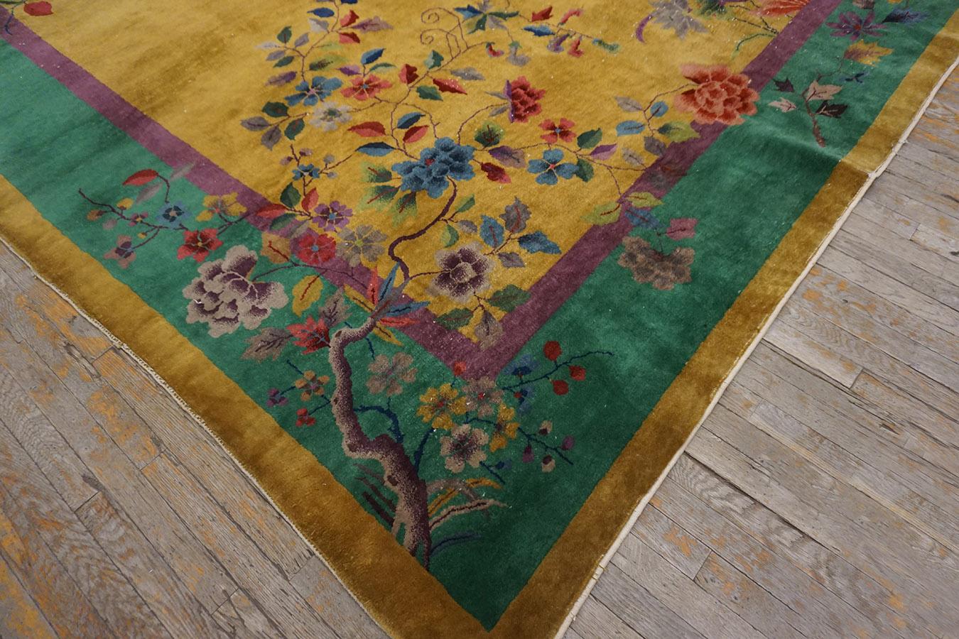 Hand-Knotted 1920s Chinese Art Deco Carpet by Nichols Workshop ( 9'8