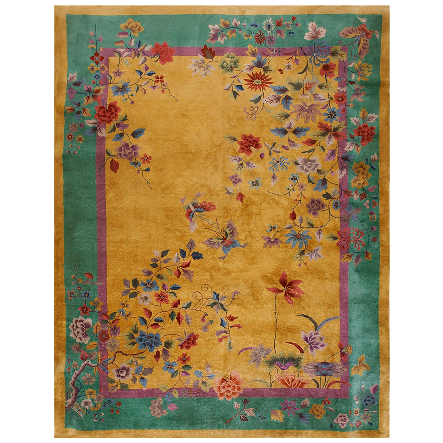 1920s Chinese Art Deco Carpet by Nichols Workshop ( 9'8" x 11' 6" - 295 x 350 ) For Sale