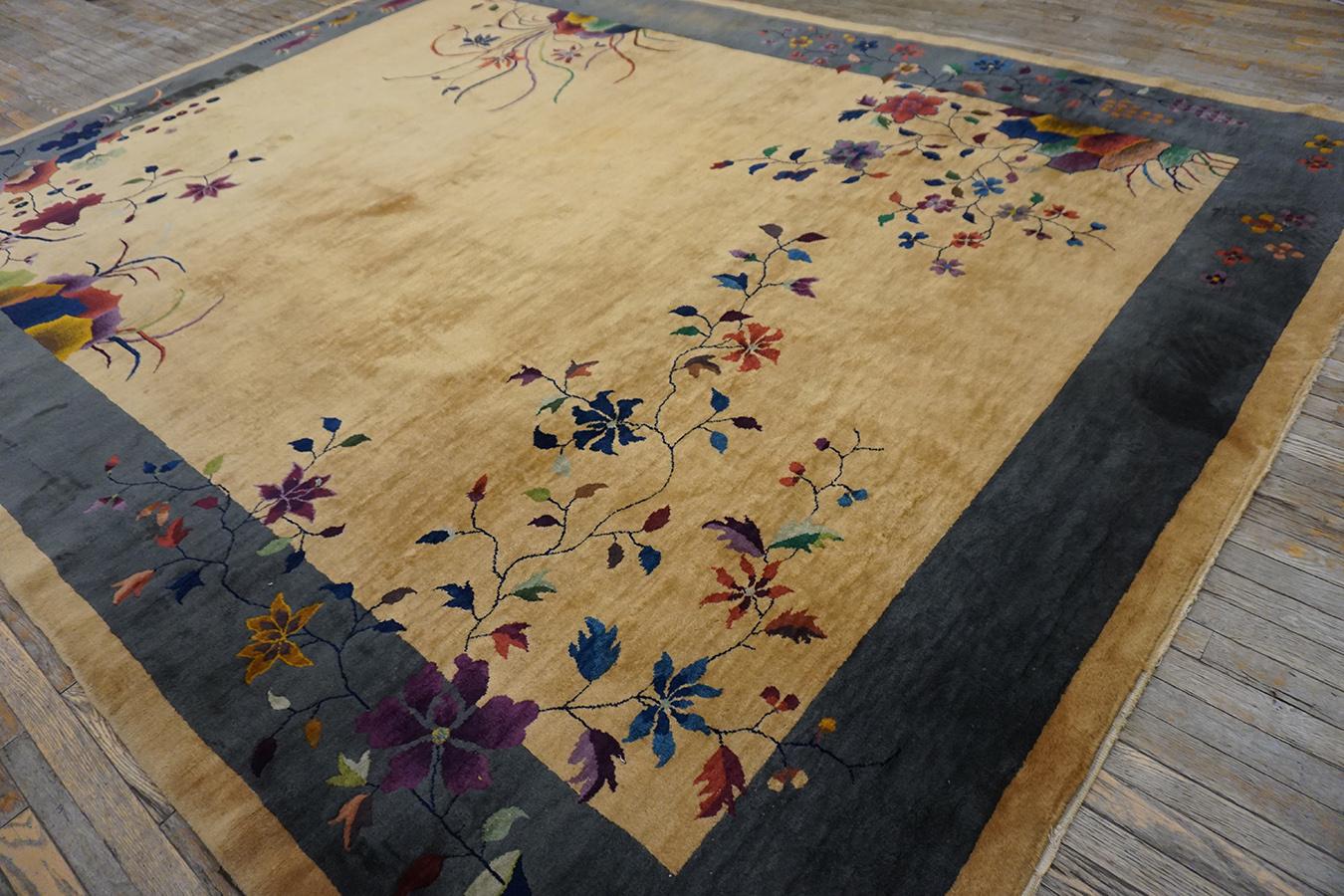 Hand-Knotted 1920s Chinese Art Deco Carpet For Sale