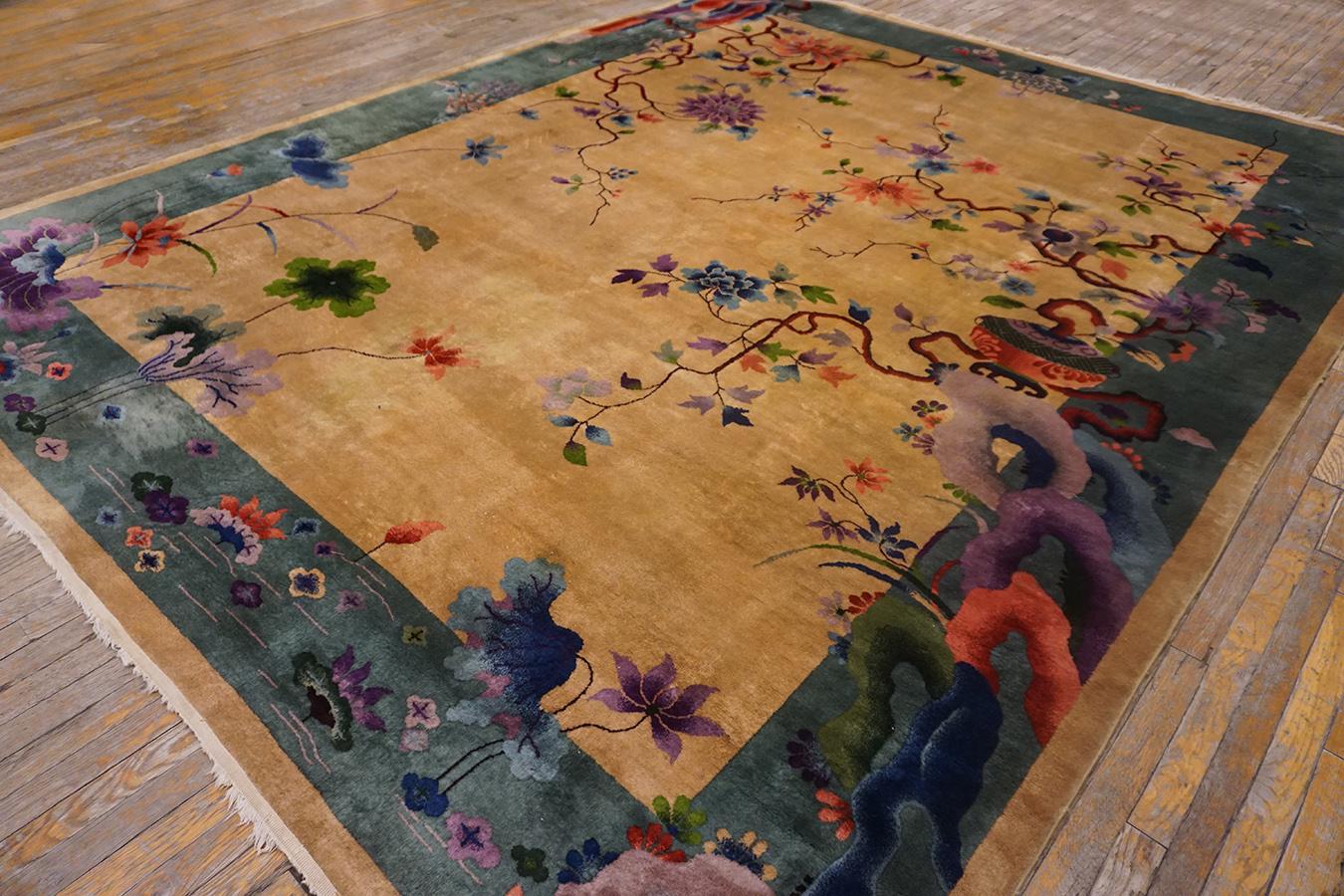 Hand-Knotted 1920s Chinese Art Deco Carpet ( 9' x 11'3