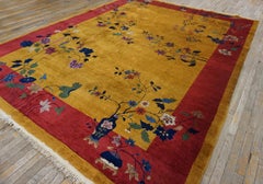 Happy Gold Color Open Minimalist Floral Pattern Antique Chinese Art Deco Carpet