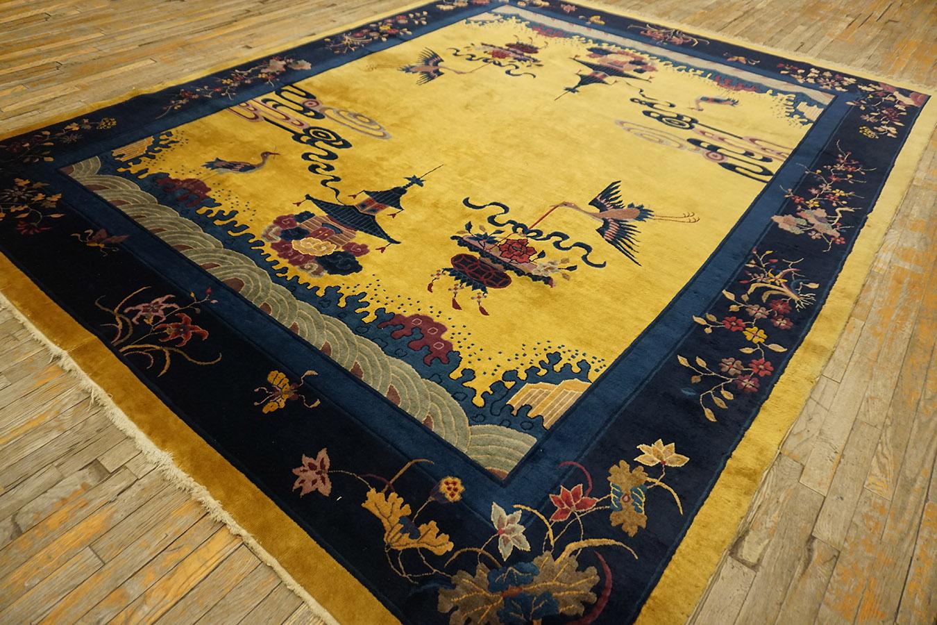Tapis chinois Art Déco des années 1920 9'x 11' 7