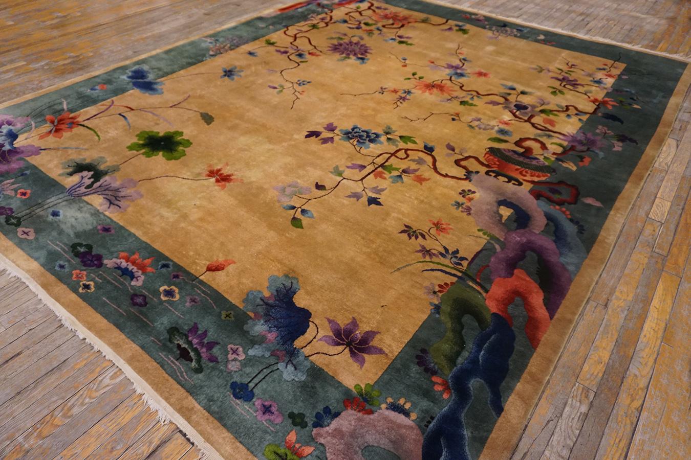Early 20th Century 1920s Chinese Art Deco Carpet ( 9' x 11'3