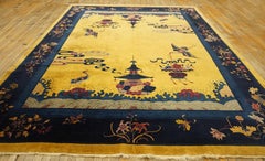 Stately Yellow Ground With Fine Details Chinese Culture Antique Art Deco Rug