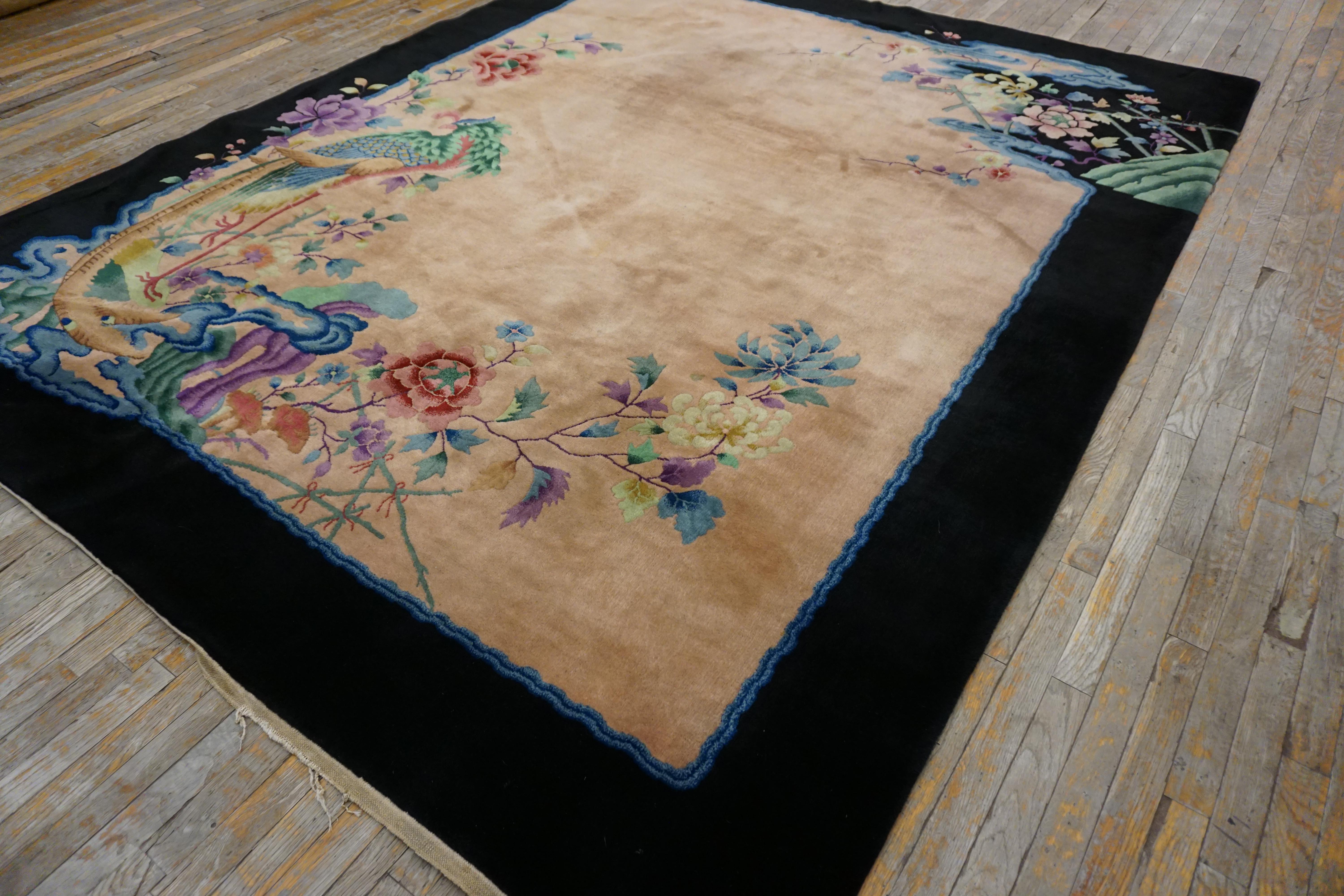 Hand-Knotted 1920s Chinese Art Deco Carpet Made by Nichols Workshop (7'10