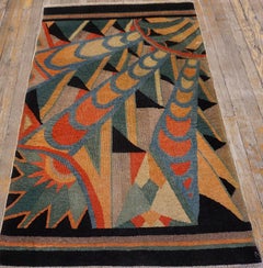 Remarkable Happy Jewel Tone Color Antique Chinese Art Deco Sun With Rays Rug