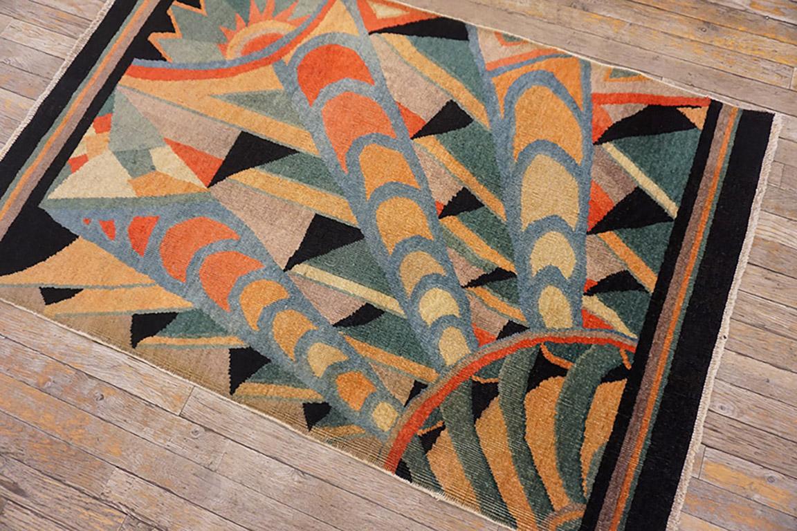 Alfombra china Art Déco de los años 20 con diseño modernista Lana en venta