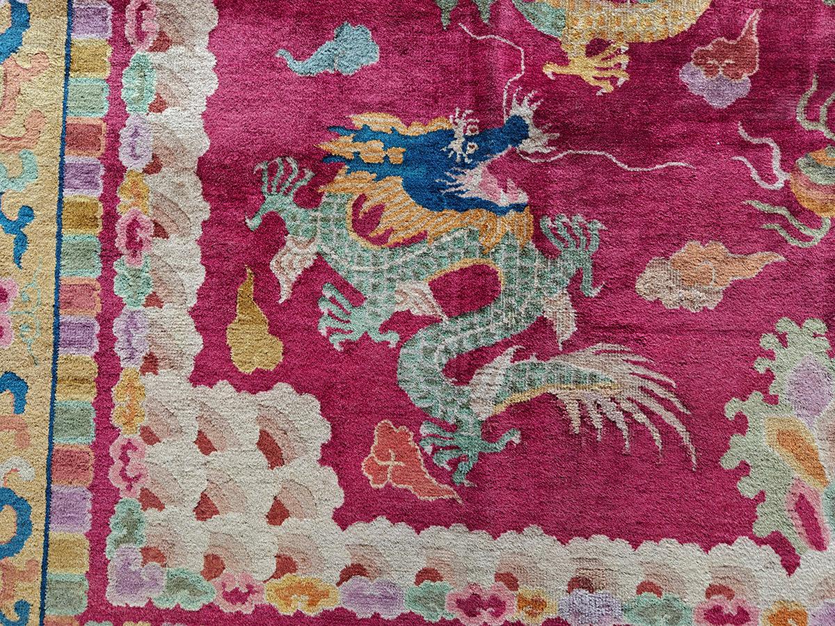 1920s Chinese Art Deco Dragon Carpet ( 8'8