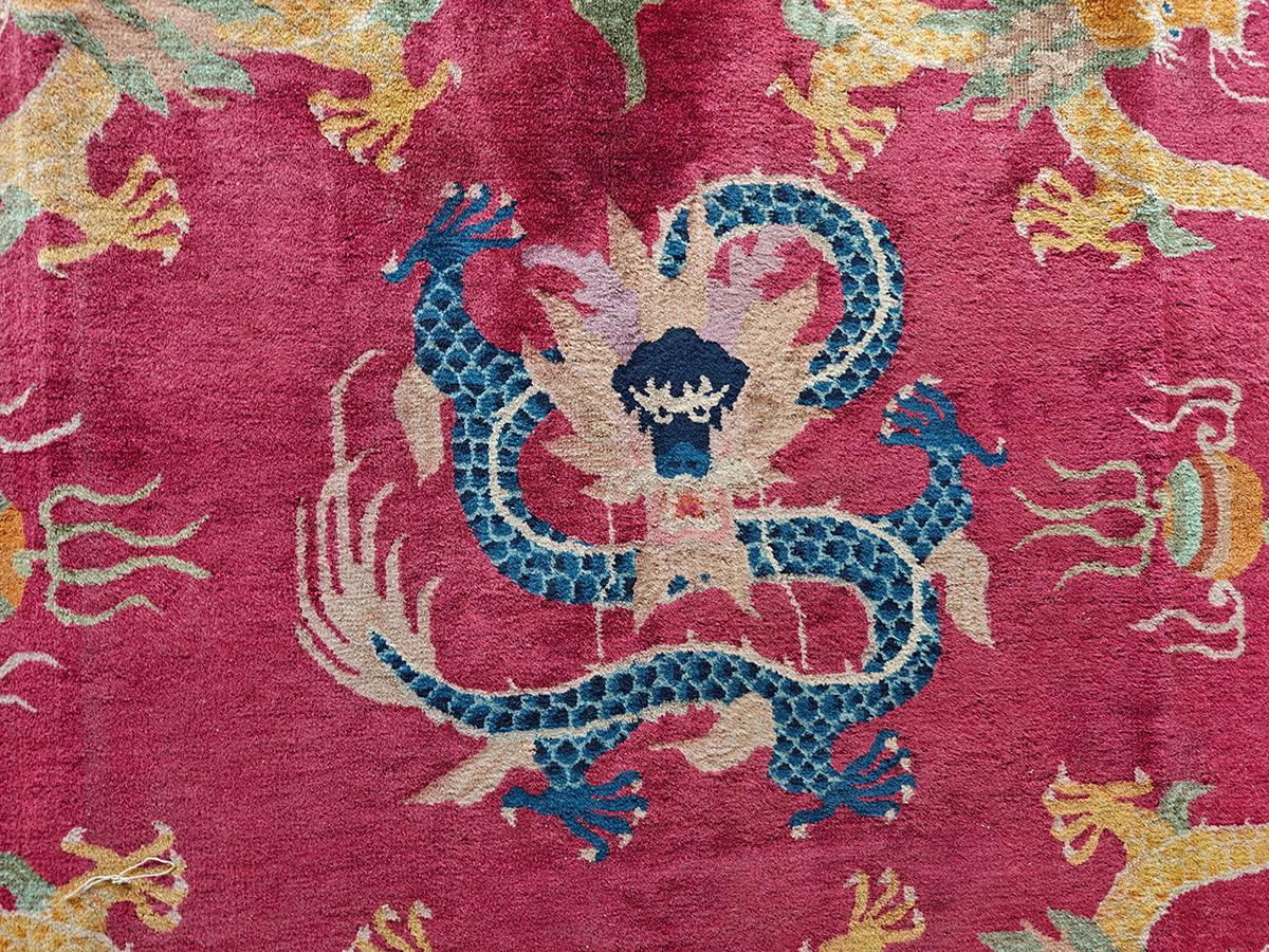 1920s Chinese Art Deco Dragon Carpet ( 8'8